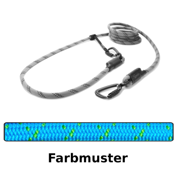 Preview: EASYLONG Hundeleine TWIST - L - 4m - blau mit grünen Stichen